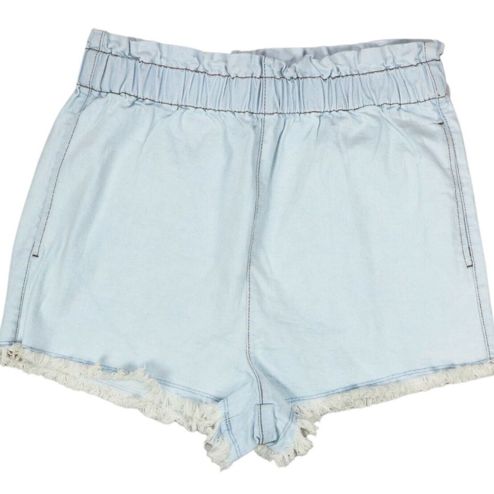 Tinseltown Juniors Light Blue Pull On Stretch Waist Mom Style Denim Short, SZ S